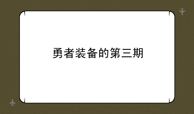 勇者装备的第三期