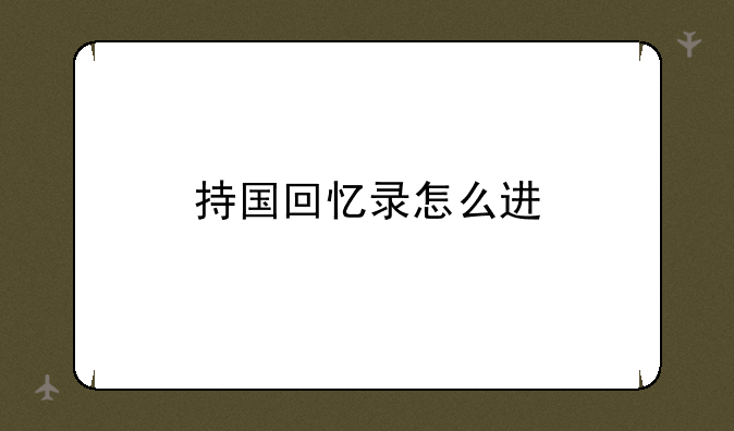 持国回忆录怎么进