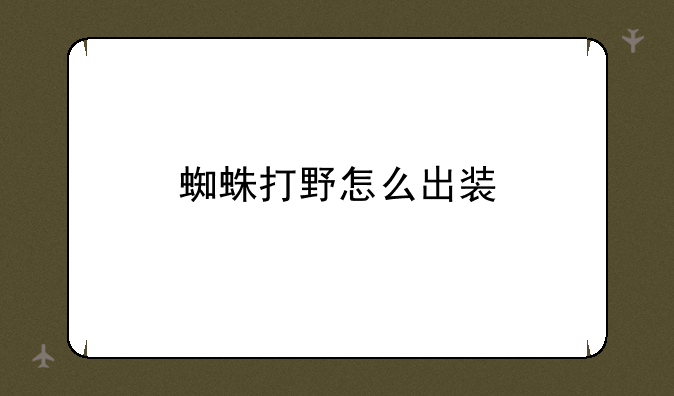 蜘蛛打野怎么出装