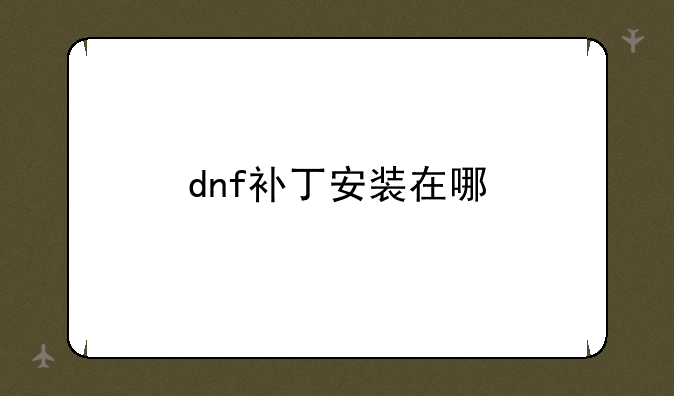 <b>dnf补丁安装在哪</b>