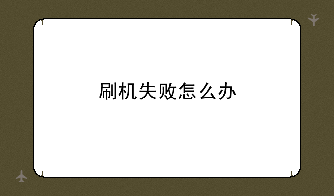 刷机失败怎么办