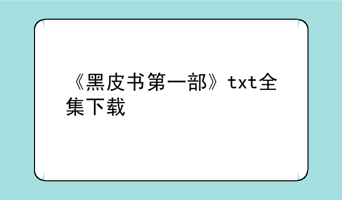《黑皮书第一部》txt全集下载