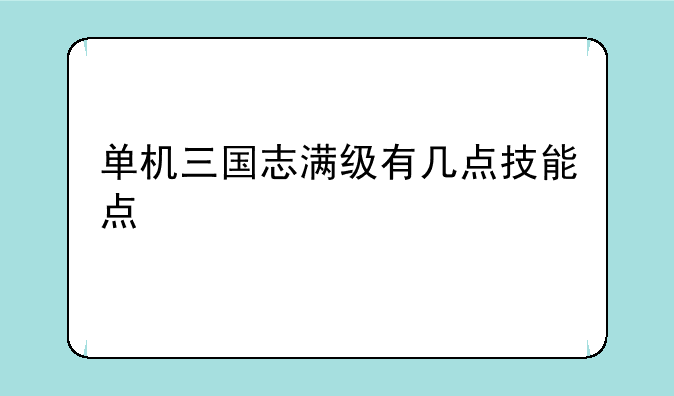 单机三国志满级有几点技能点