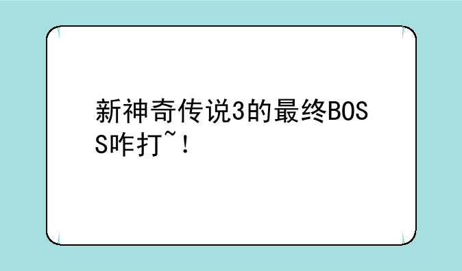 新神奇传说3的最终BOSS咋打~！