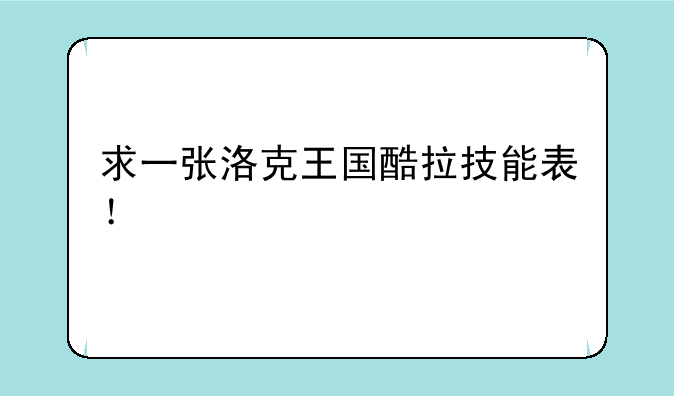 求一张洛克王国酷拉技能表！