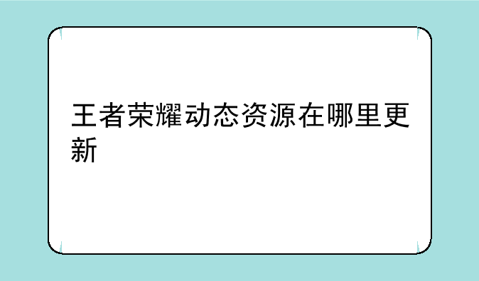 王者荣耀动态资源在哪里更新