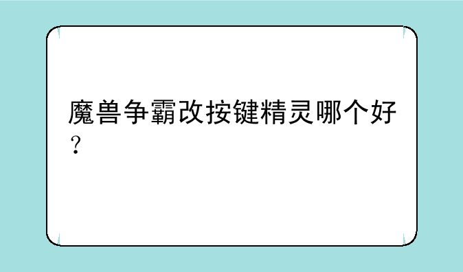 魔兽争霸改按键精灵哪个好？
