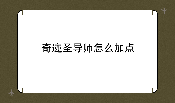 奇迹圣导师怎么加点
