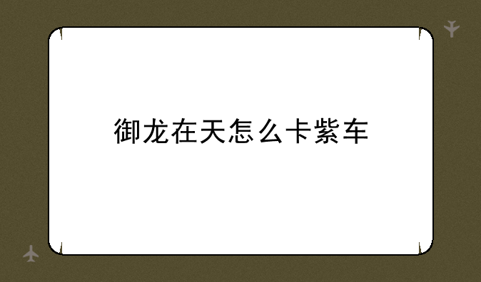 御龙在天怎么卡紫车