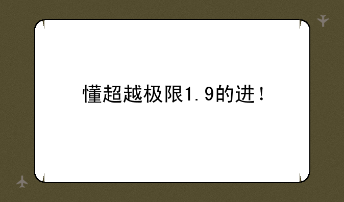 懂超越极限1.9的进！