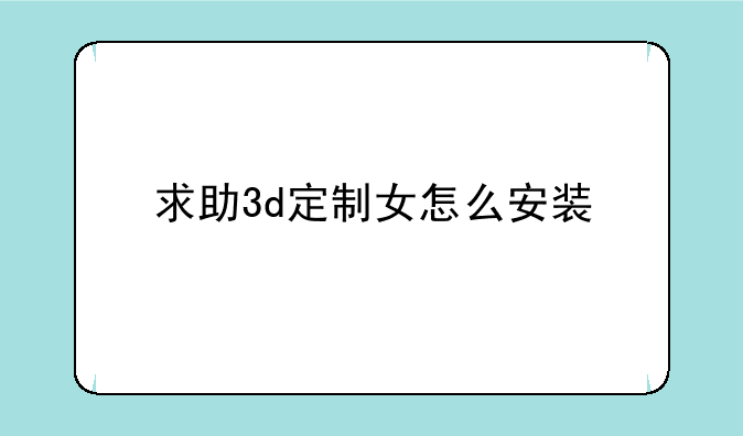 求助3d定制女怎么安装
