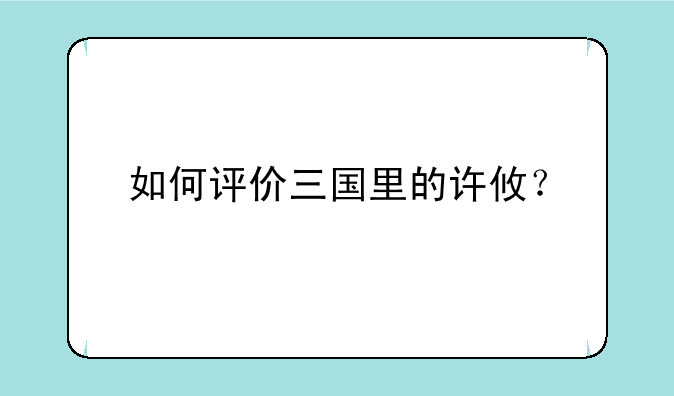 如何评价三国里的许攸？