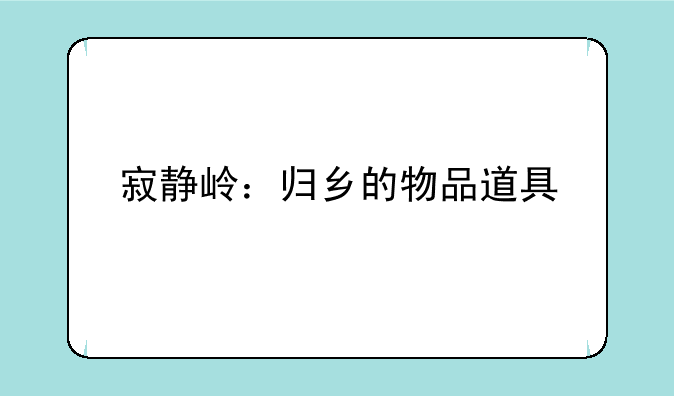 寂静岭：归乡的物品道具