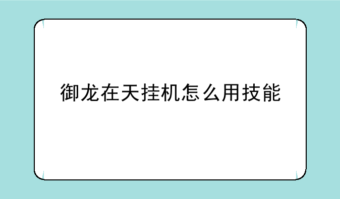 御龙在天挂机怎么用技能