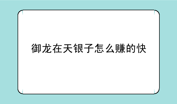 御龙在天银子怎么赚的快