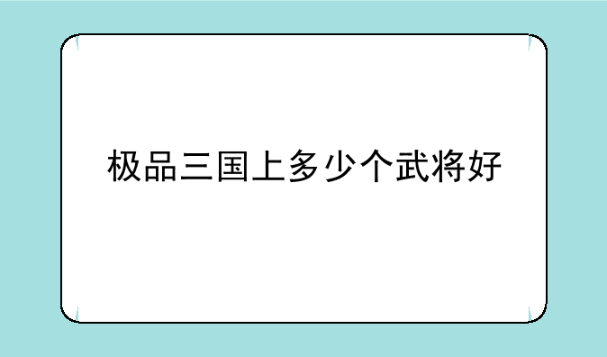 极品三国上多少个武将好