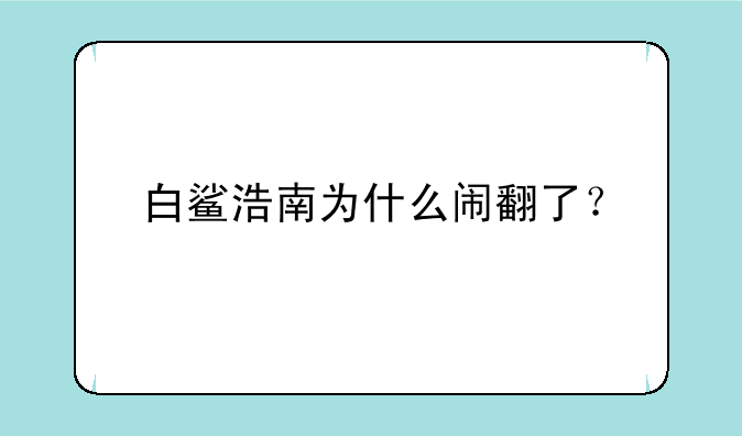 <b>白鲨浩南为什么闹翻了？</b>