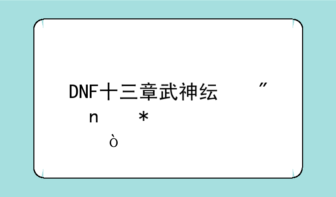 DNF十三章武神纯刷图加点？