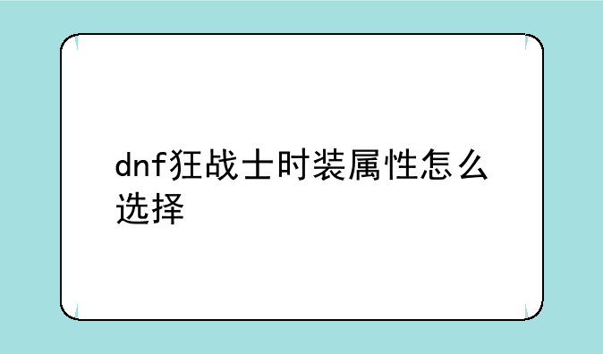 dnf狂战士时装属性怎么选择
