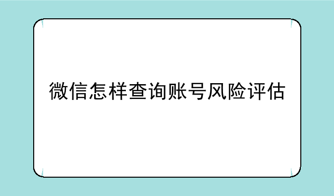微信怎样查询账号风险评估