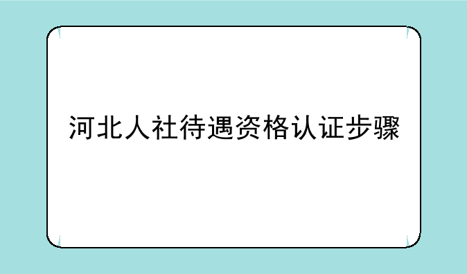 河北人社待遇资格认证步骤