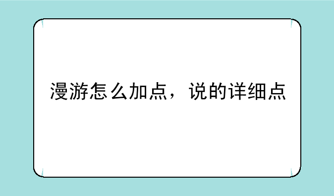 漫游怎么加点，说的详细点