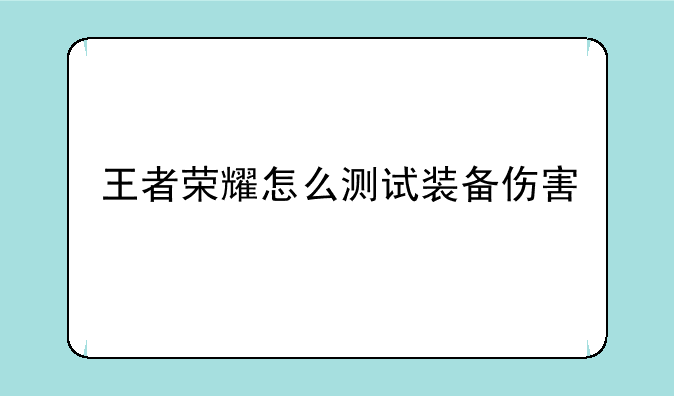 <b>王者荣耀怎么测试装备伤害</b>
