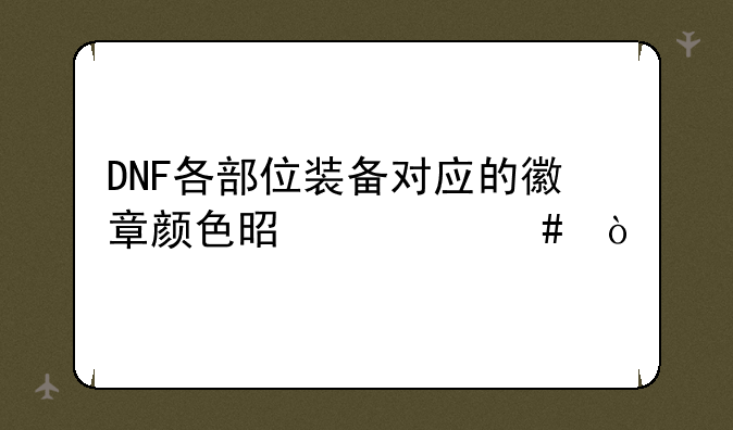DNF各部位装备对应的徽章颜色是什么？