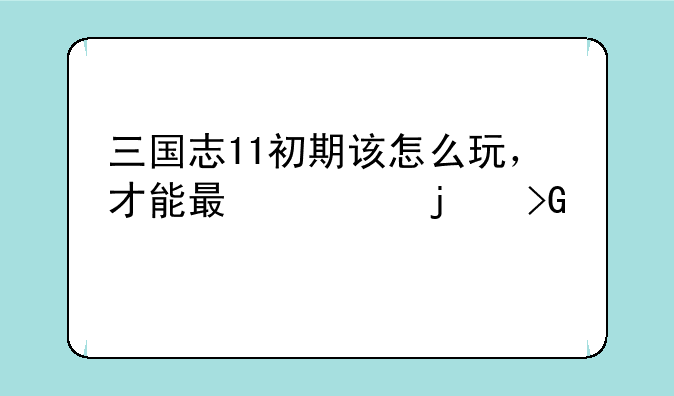 三国志11初期该怎么玩，才能最快的发展