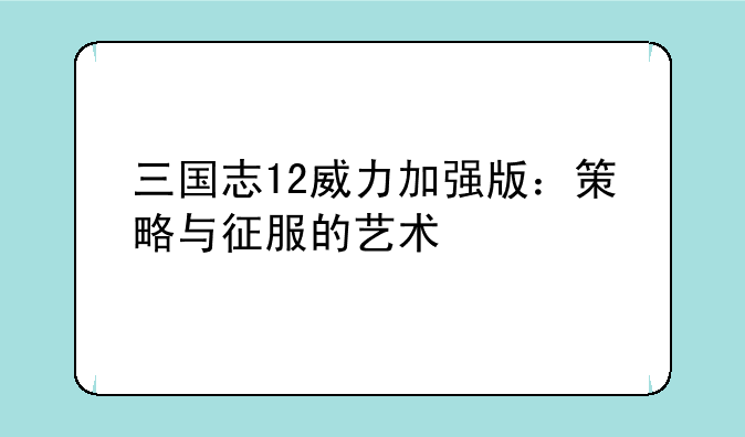 三国志12威力加强版：策略与征服的艺术