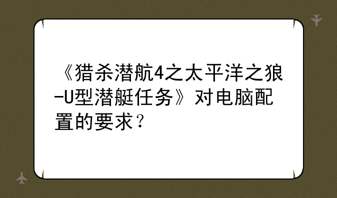 《猎杀潜航4之太平洋之狼-U型潜艇任务》对电脑配置的要求？