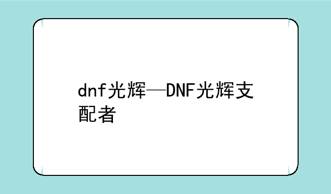 dnf光辉—DNF光辉支配者