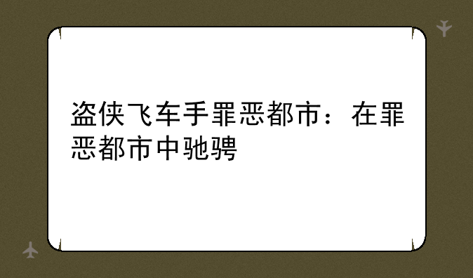 盗侠飞车手罪恶都市：在罪恶都市中驰骋